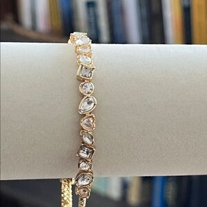 BaubleBar Gold Bracelet with Clear Accents